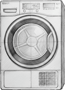Technician's sketch of a dryer — common dryer problems and repair guides