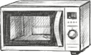 Technician's sketch of a microwave — common microwave problems and repair guides